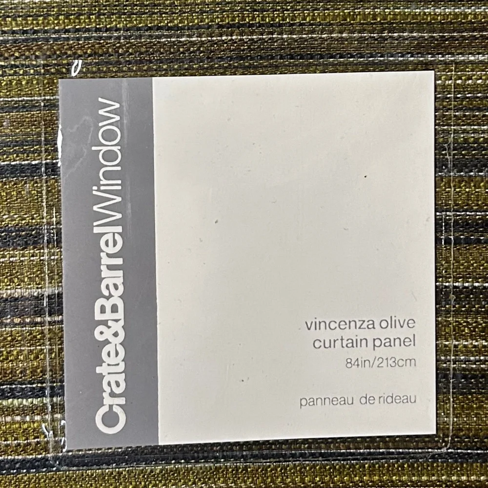 Crate & Barrel Drapery Panels-Vincenza Olive/50 W inches x 84 L inches